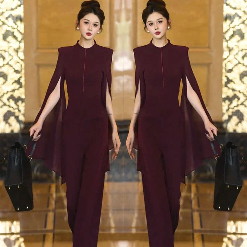 2025年春季新衣潮时髦百搭洋气修身高级感气质开叉喇叭袖连衣裤女