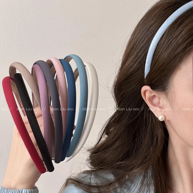 韩国简约蓝色细发箍女外出百搭洗脸压发头窟发捆2025新款发卡发饰