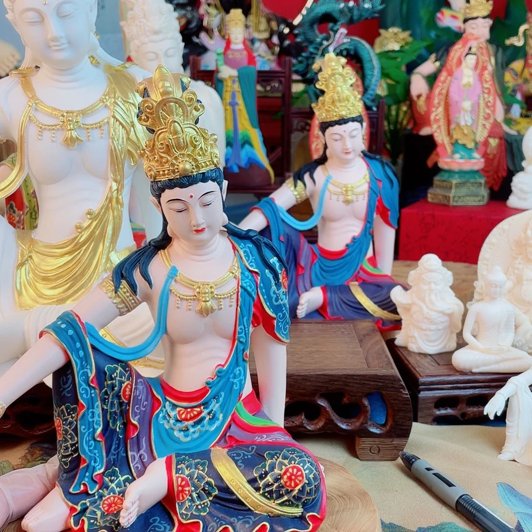 明***.石材自在观音摆件