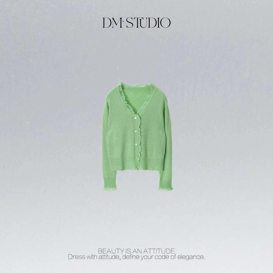 DEDM•STUDIO/早秋极简风纯色百搭排扣针织开衫外搭2508ZZS/1658