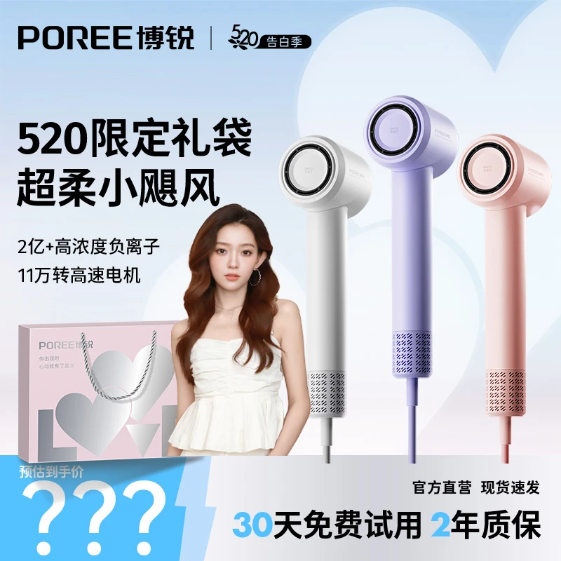 博锐高速电吹风吹风机家用负离子速干不伤发静音冷热风db+sp