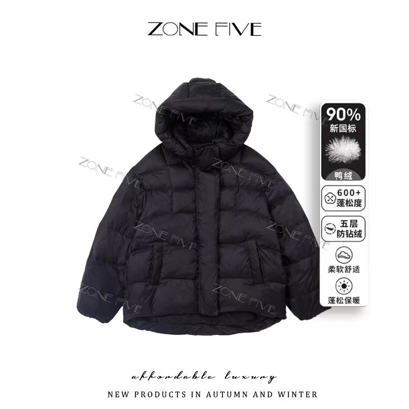 【zonefive】高品质冬季新款宽松休闲连帽白鸭绒外套-021