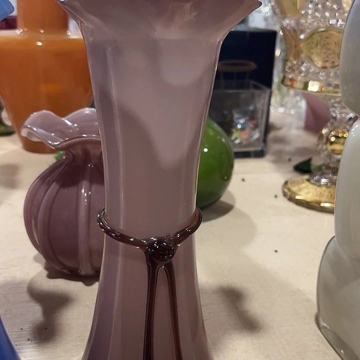 水晶花瓶人工打带紫色水晶花朵