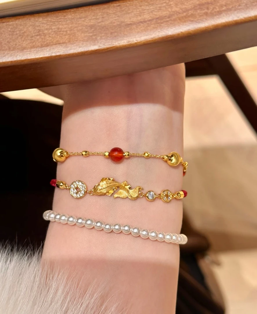 925银手链 复古小众通体纯Y银坨坨百福盘缠手链闺蜜紫色轻奢