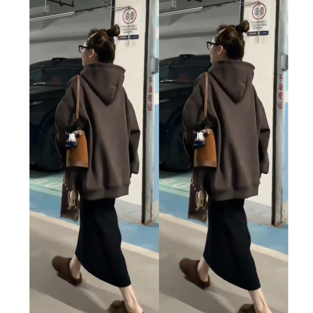 流行一整套2025秋冬季新款时尚气质慵懒风百搭卫衣半身裙两件套