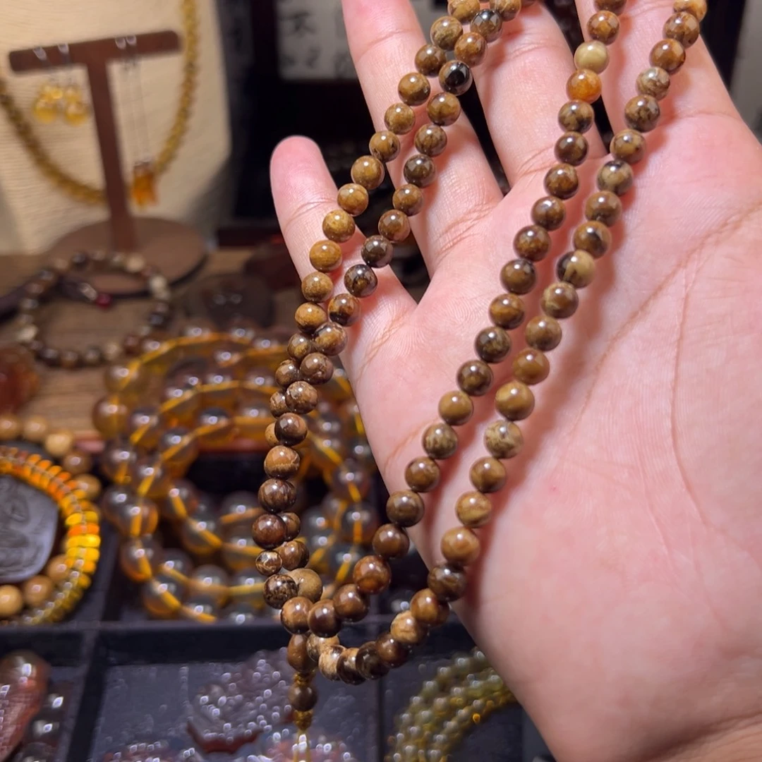 琥珀未镶嵌颈饰6mm根珀108