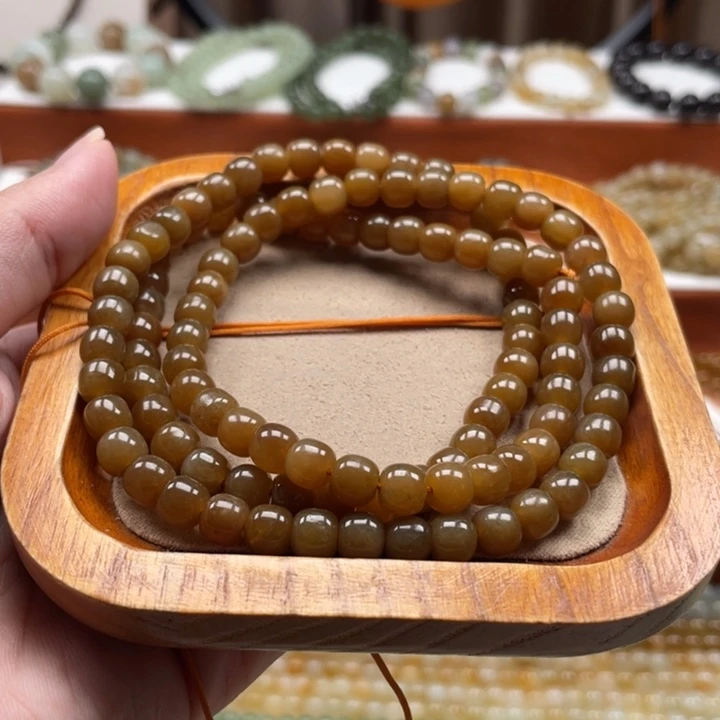 和田玉未镶嵌毛衣链珠串6*7mm