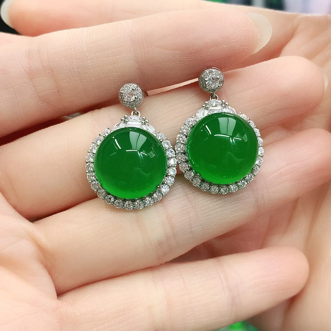 银S925镶嵌耳坠玛瑙/玉髓