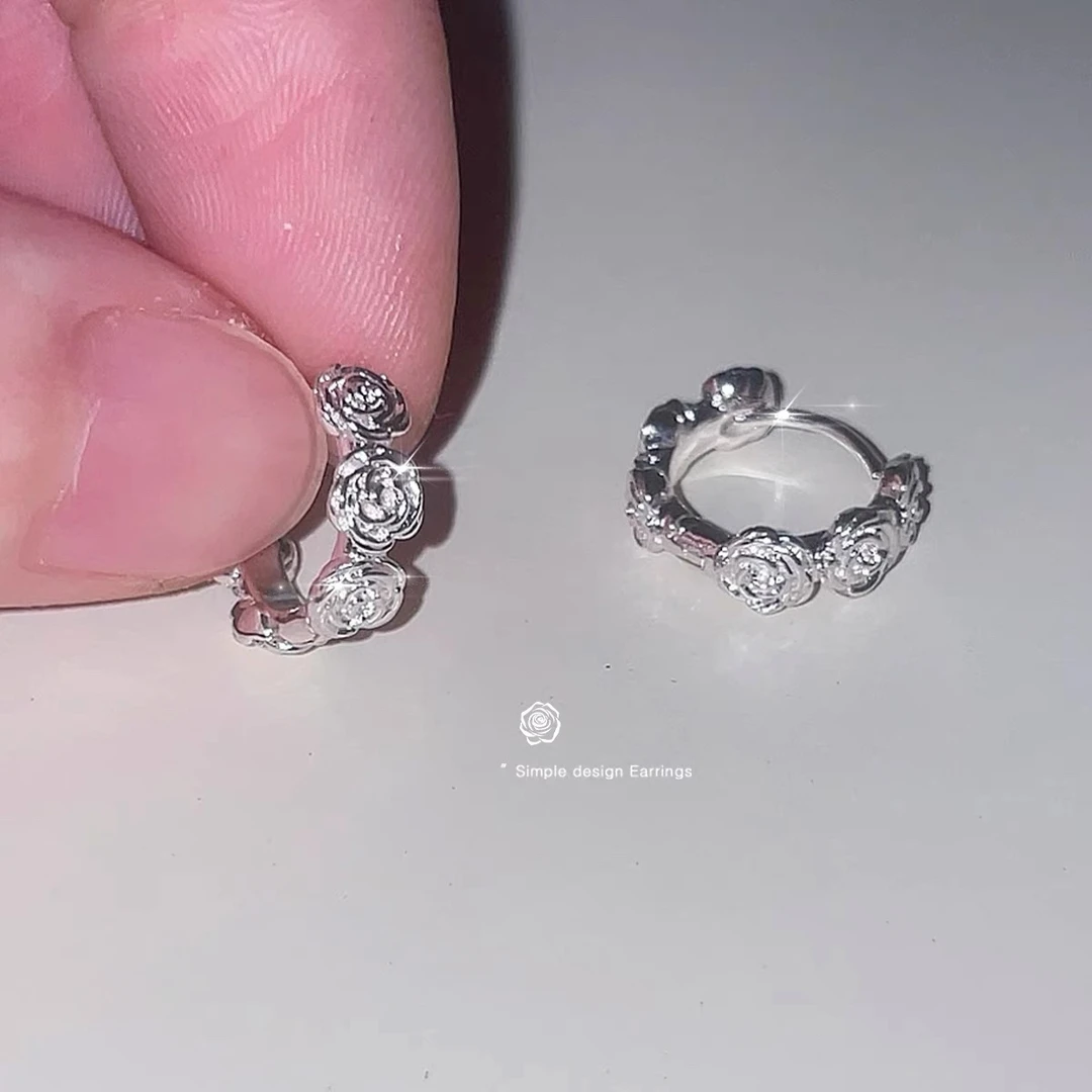 铜合金耳饰 D2089 玫瑰花耳扣耳圈耳环
