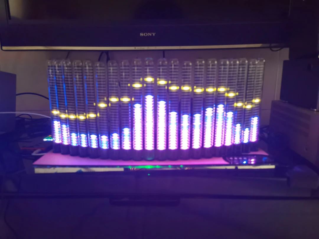 圆弧20拟辉光管音乐频谱显示器长度52厘米高度24厘米声控线控遥控