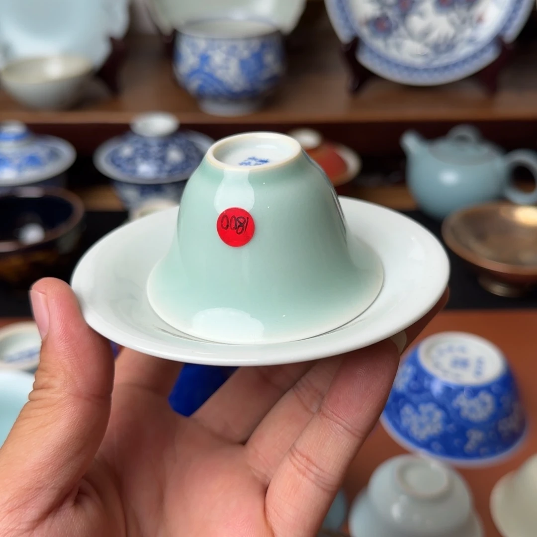 倚云煮泉青釉套杯