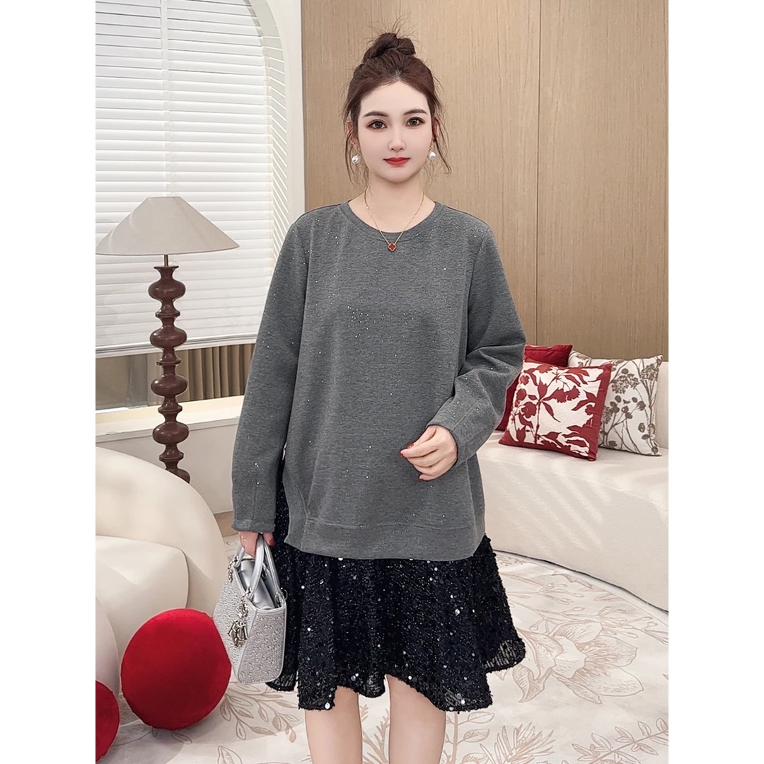 【洋气重工亮片连衣裙】MsShe大码女装新款空气层S~E2502024