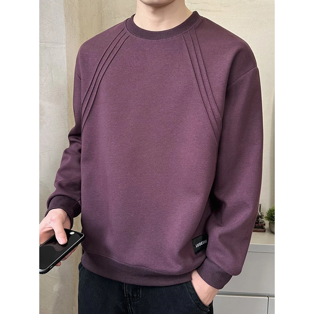 重磅卫衣男百搭高级感潮牌秋冬圆领打底衫上衣宽松休闲长袖t恤