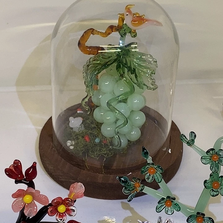 手工艺品琉璃玻璃罩大葡萄一套