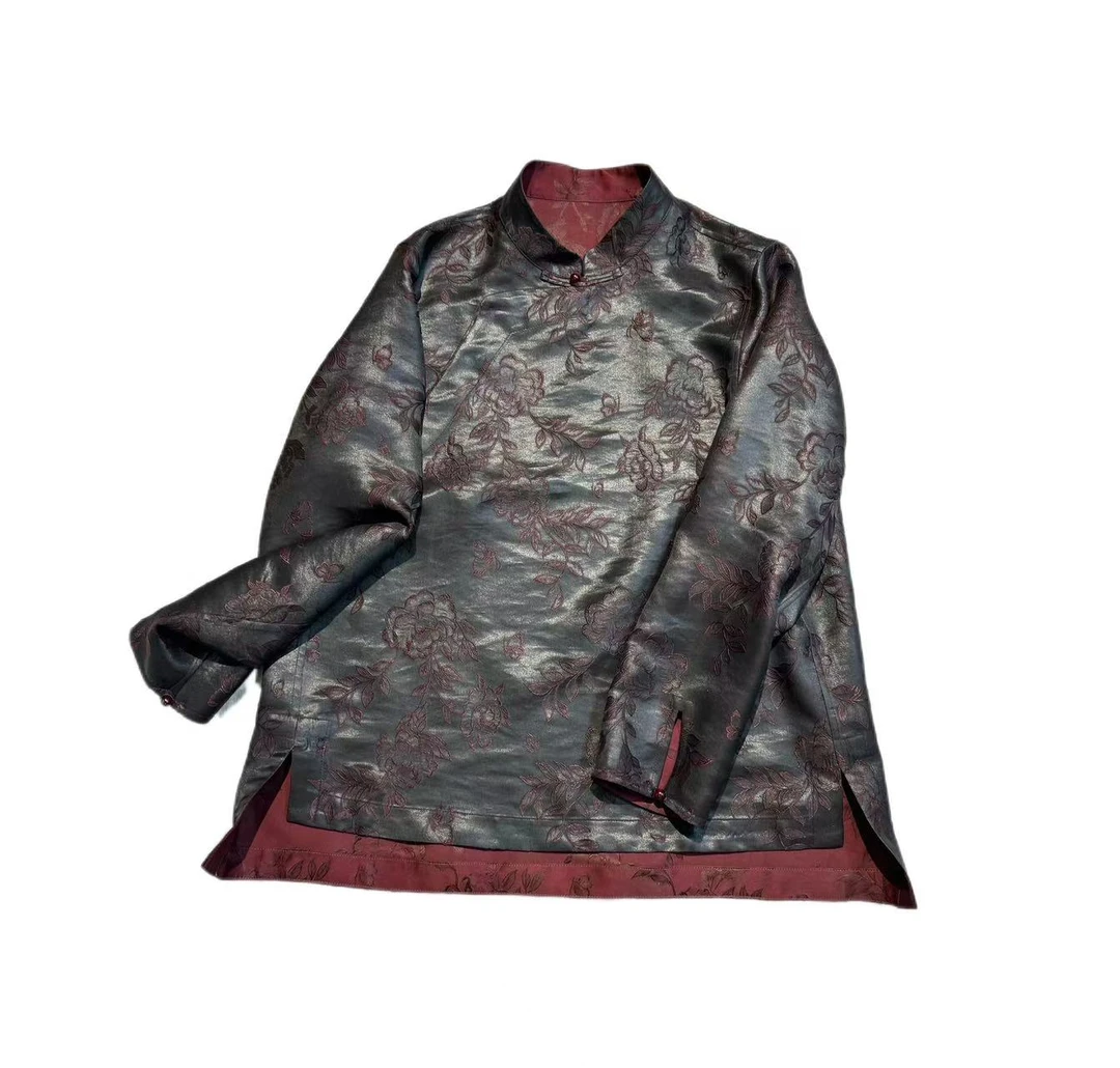 【香花藤】2025新款45姆米香云纱上衣香花藤重缎提花缎新中式香云纱