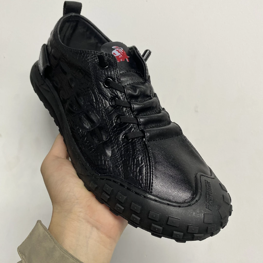 D247休闲乐福鞋男士男款舒适时尚百搭黑色真皮