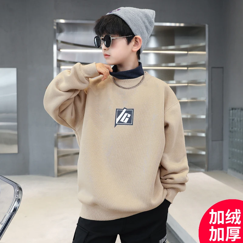 男童冬装加绒加厚卫衣新款中大儿童男孩秋冬装C2186