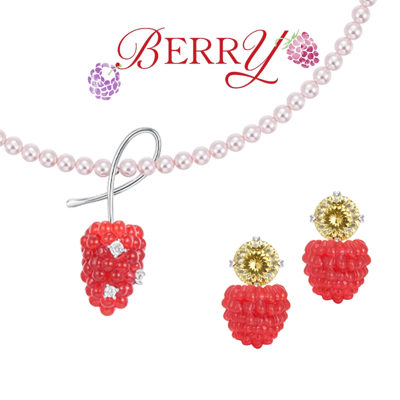 YVMIN/尤目 铜合金树脂耳饰 活力浆果系列锆石耳钉