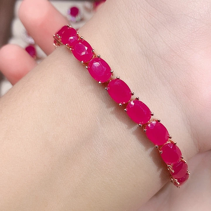 手链红宝石银S925镶嵌