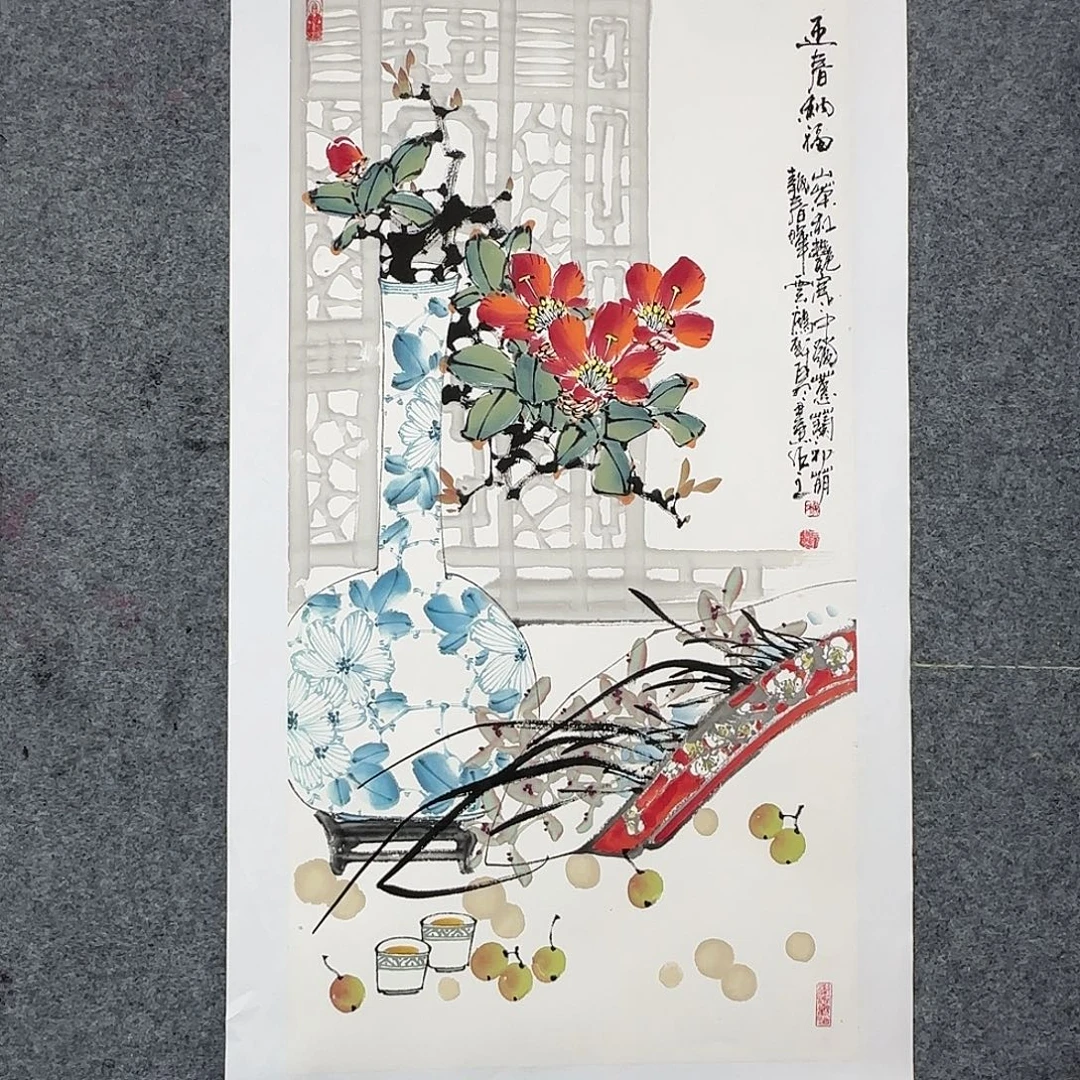 国画100*50纯手绘白羽
