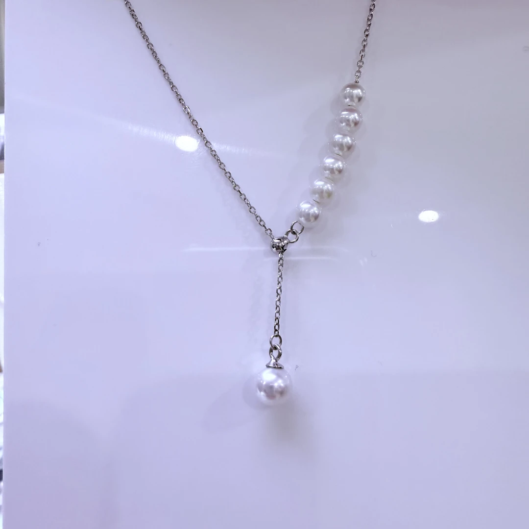 【Y字链-毕业款】3-6mm天然淡水珍珠项链S925银镶嵌时尚百搭简约