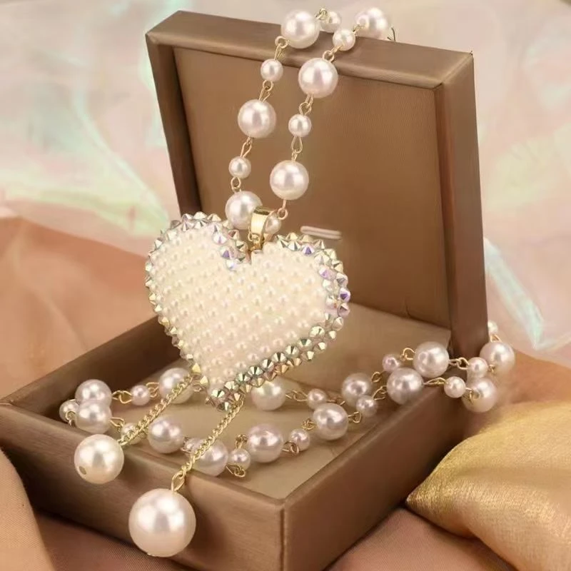 【小芳姐演绎用品店】爱心流苏70cm手工珍珠项链长款女毛衣链新款