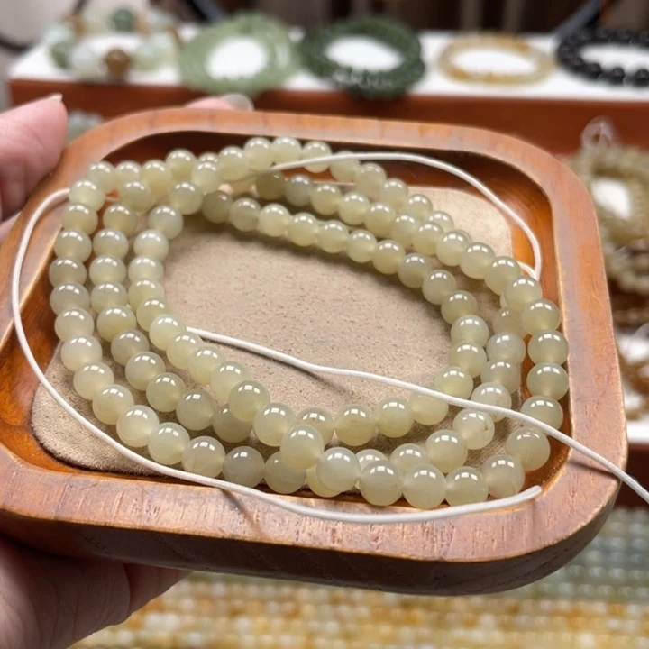 和田玉未镶嵌毛衣链珠串6mm