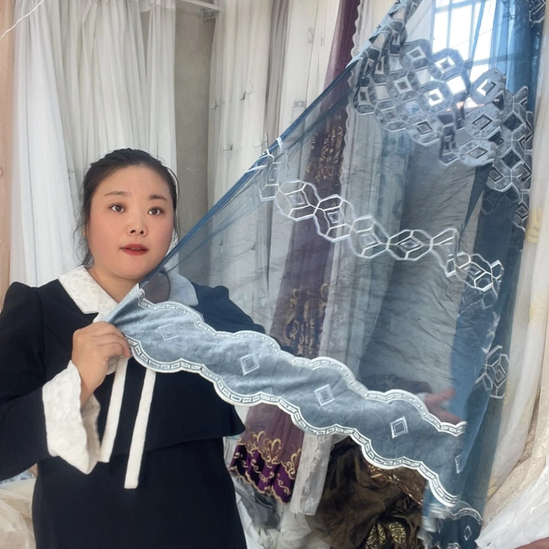 用***我纱定制产品三米蓝色窗纱