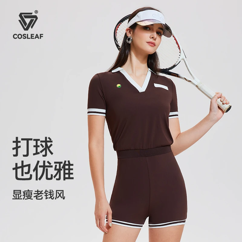 科里芙女透气通用运动休闲运动连衣裙夏季服装工装风连体网球裙