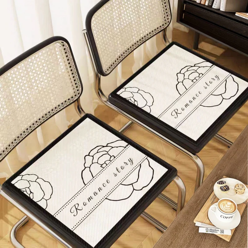 法式高级夏季冰丝椅垫办公室透气坐垫四季家用凉垫学生坐垫凳垫子