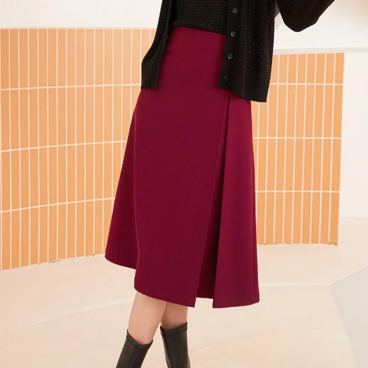【小熊专属】M207302911曼德诗红色通勤优雅半身裙气质时尚显瘦
