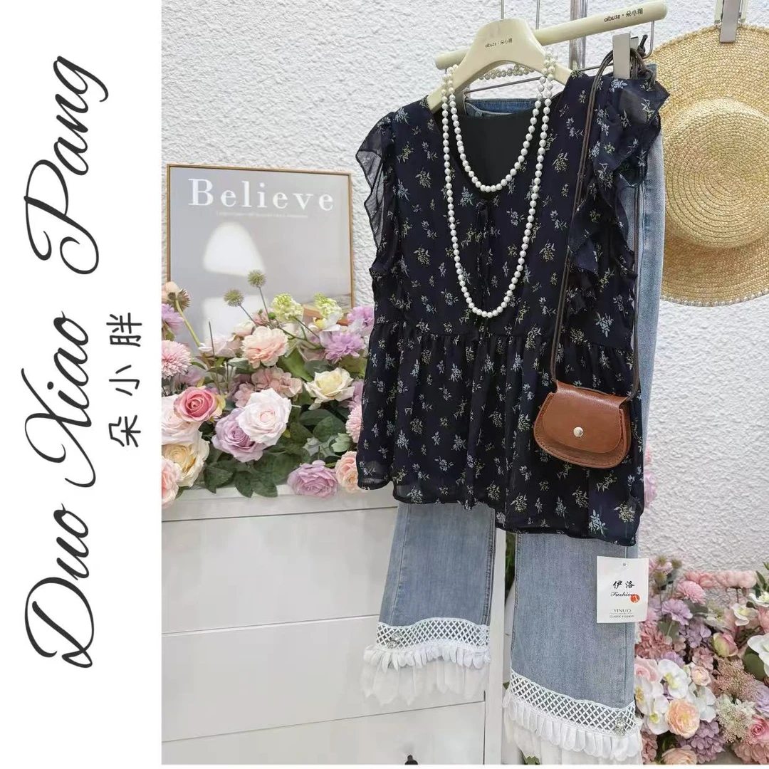 加大加宽设计感夏季新款重工显瘦新款宽松版女上衣72602