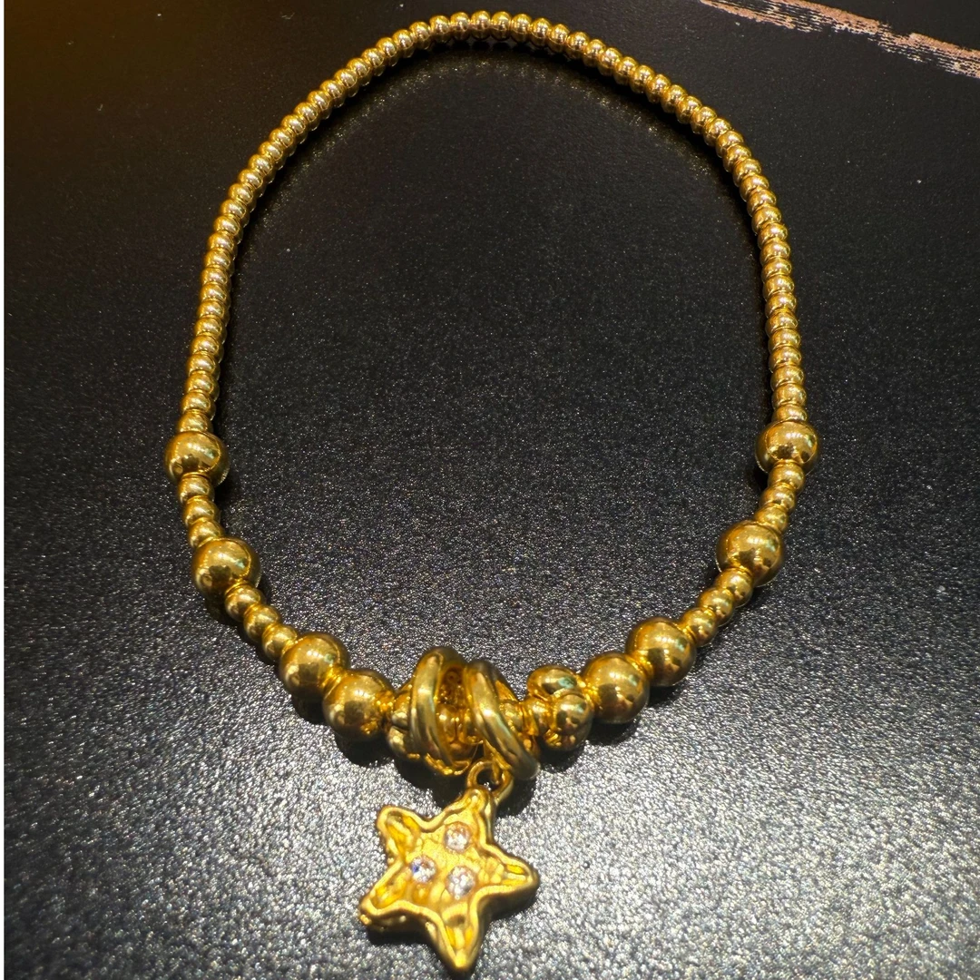 足金999小金珠五角星精美百搭五角星气质小金珠简约XZJ0219