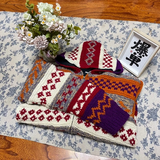 Nepal纯羊毛手工编织羊毛衫