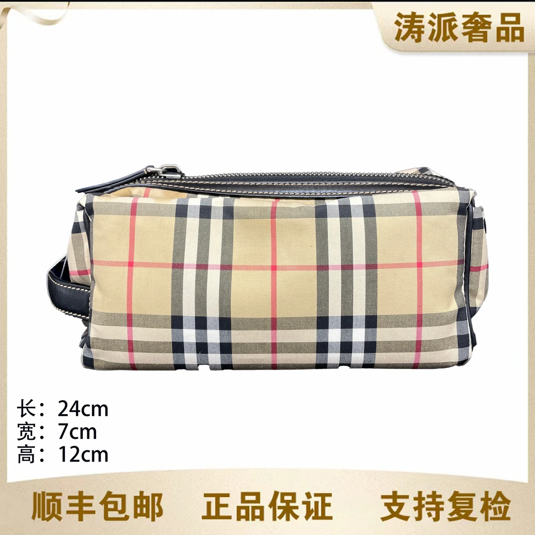 95新 BURBERRY/博柏利 战马格纹手提包/14140