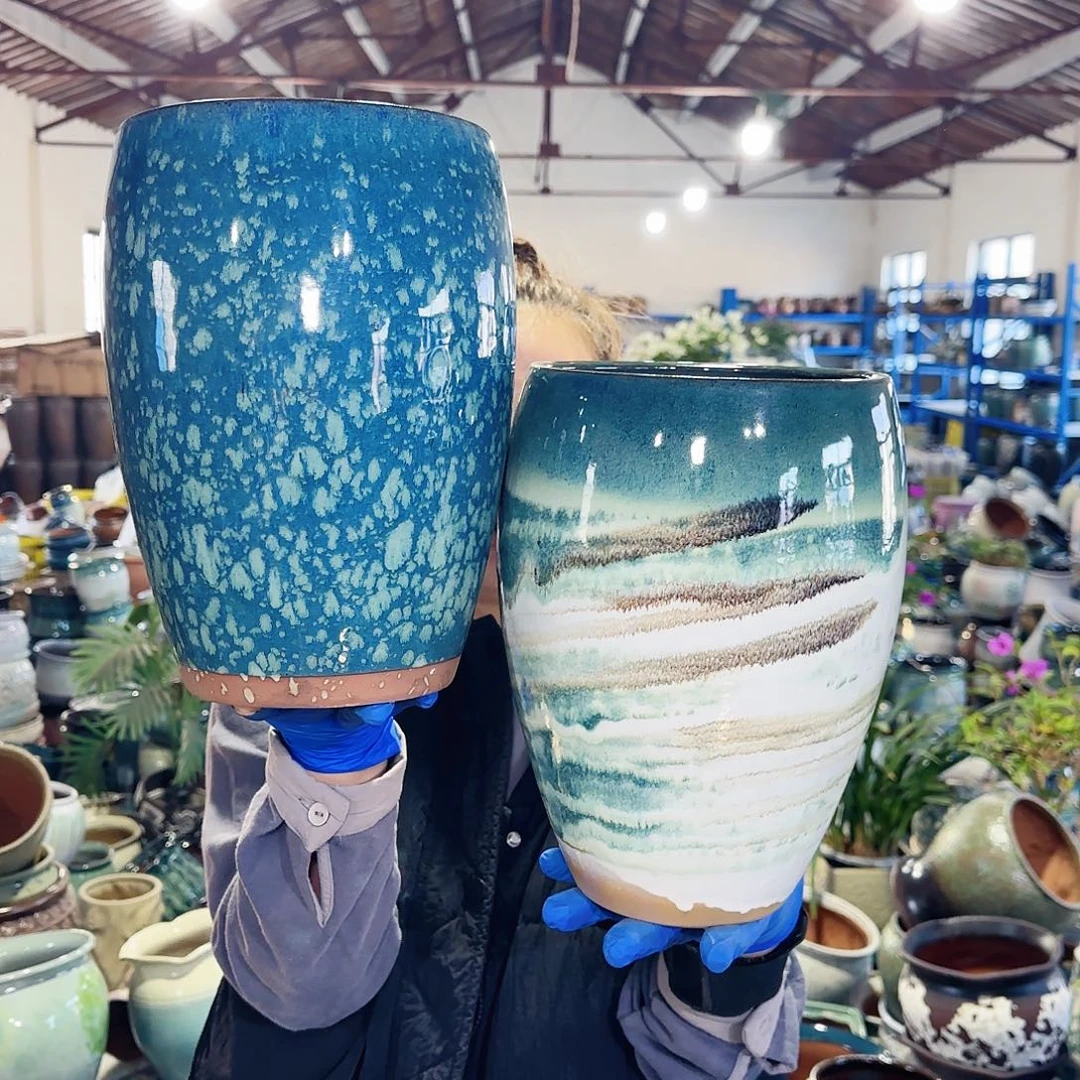 紫砂花盆高28口17