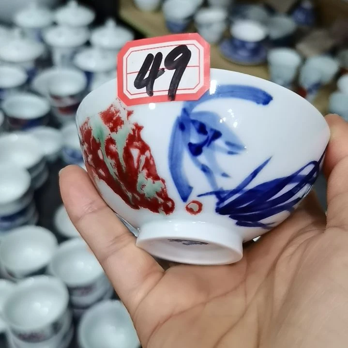 杯张学鸿老师青花釉里红微瑕