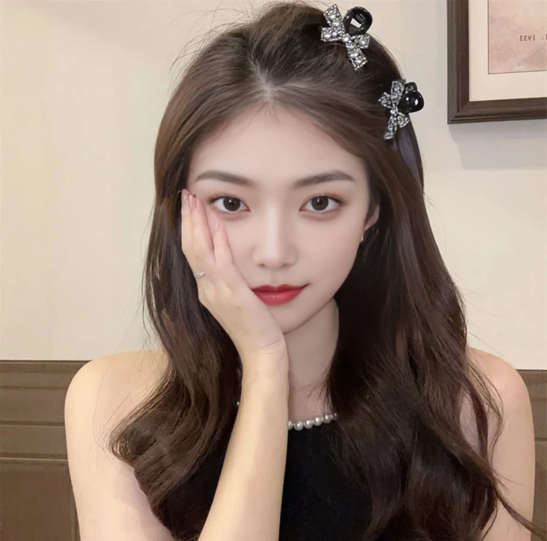 A021精致刘海蝴蝶结刘海碎发夹侧边夹前额半扎发发卡发饰小抓夹