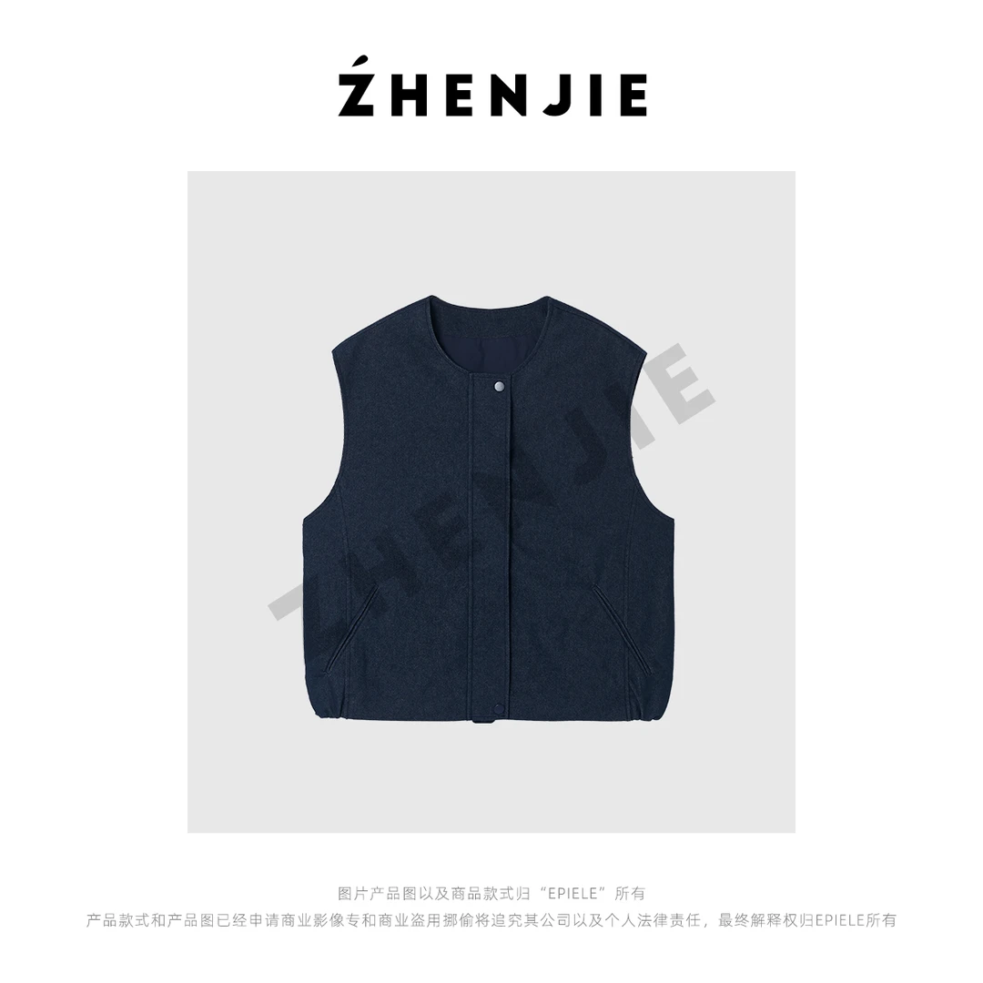 【珍姐】老钱马甲 早春系列极简风百搭圆领复古牛仔马夹外套DC5445