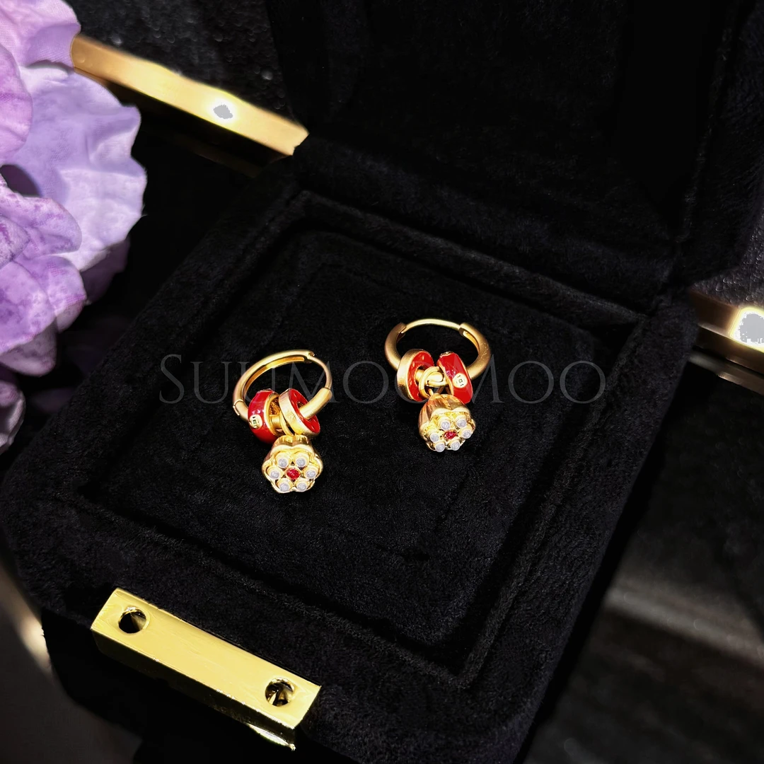 铜合金合成锆石耳饰 国潮新中式莲蓬耳环 耳扣款