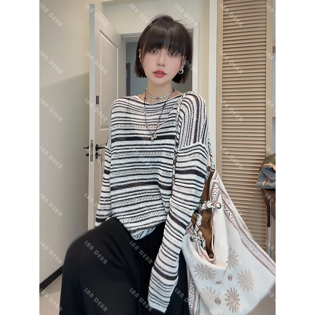 【葡萄庄园】莱赛尔气质时尚休闲镂空透气夏季针织套头衫女上衣