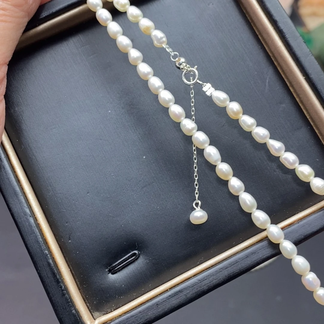 淡水珍珠项链米珠银S925镶嵌
