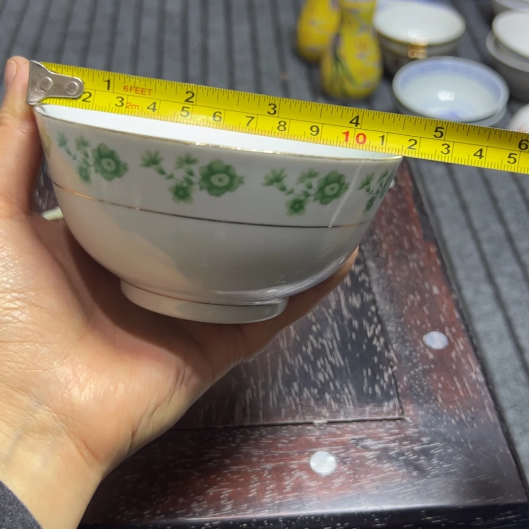 陶摆件11.5厘米小绿花饭碗