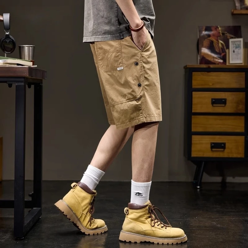 日系潮牌工装短裤男士宽松休闲五分裤夏季2025新款复古纯棉中裤男