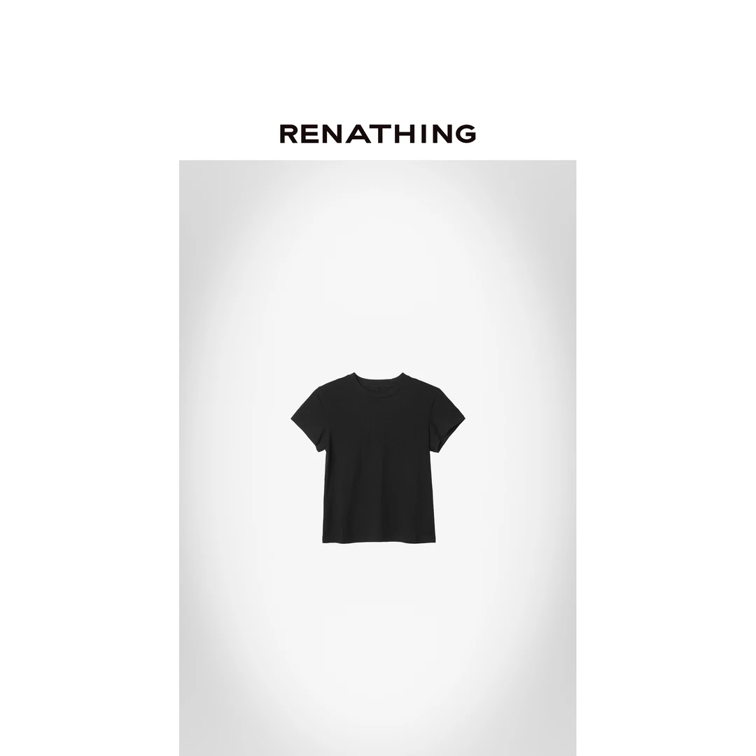 【RENATHING】纯色后中缝圆领修身T恤