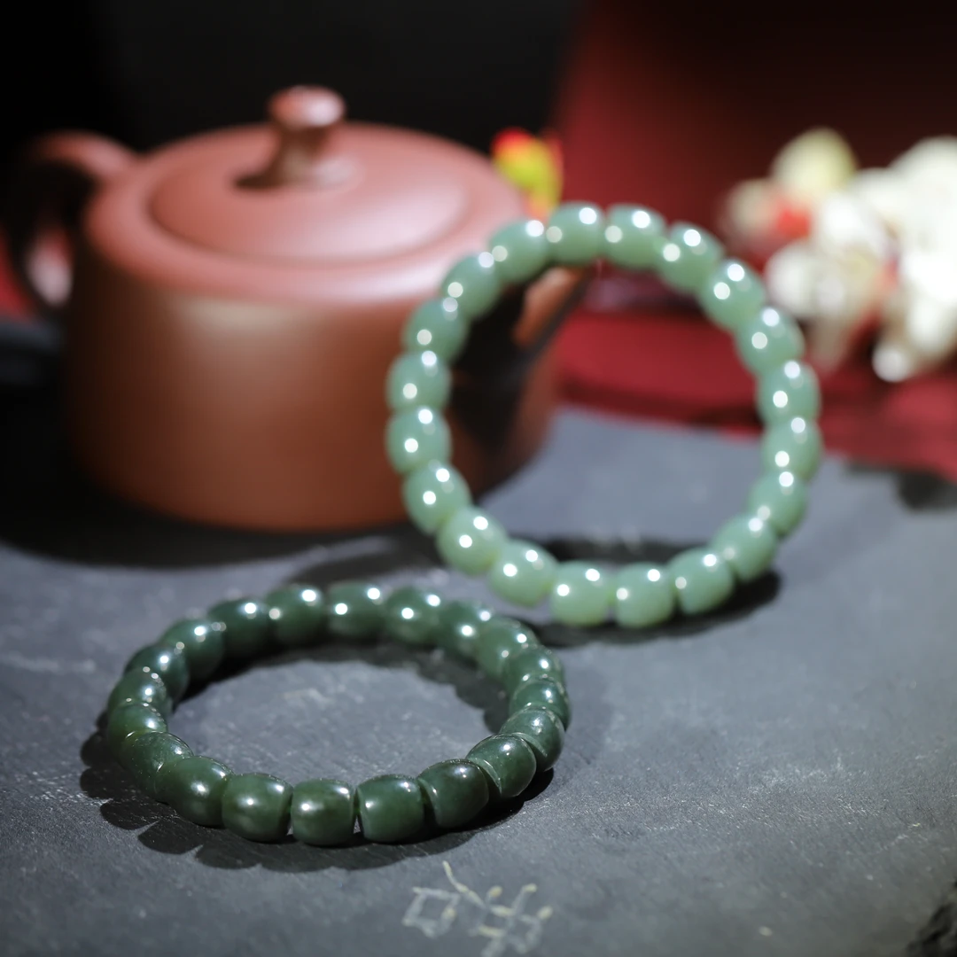 【小娟珠宝】 f042 和田玉直切珠手串-多样性发其一 1332