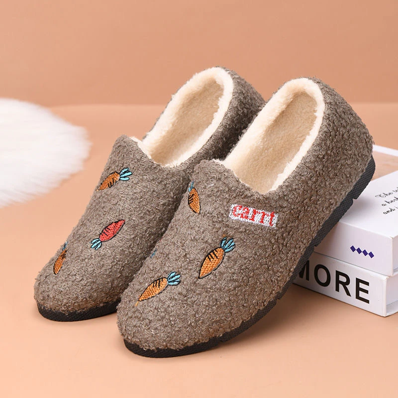 冬季新款加绒加厚布鞋毛毛鞋时尚一脚蹬防滑保暖百搭女棉鞋