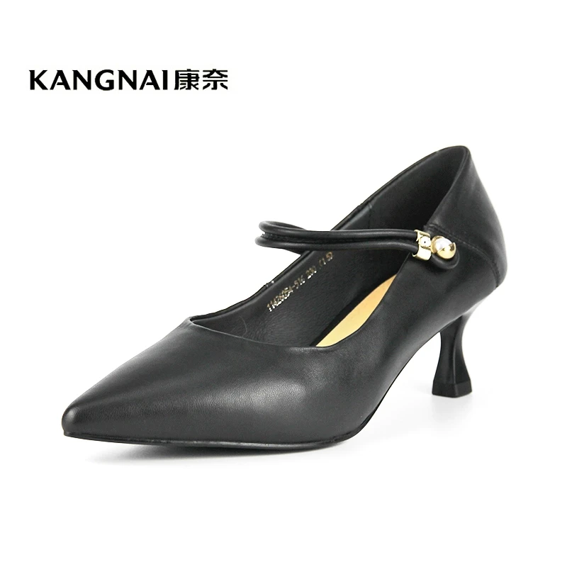 Kangnai/康奈26054专柜正品尖头套脚羊皮浅口舒适优雅细高跟女鞋