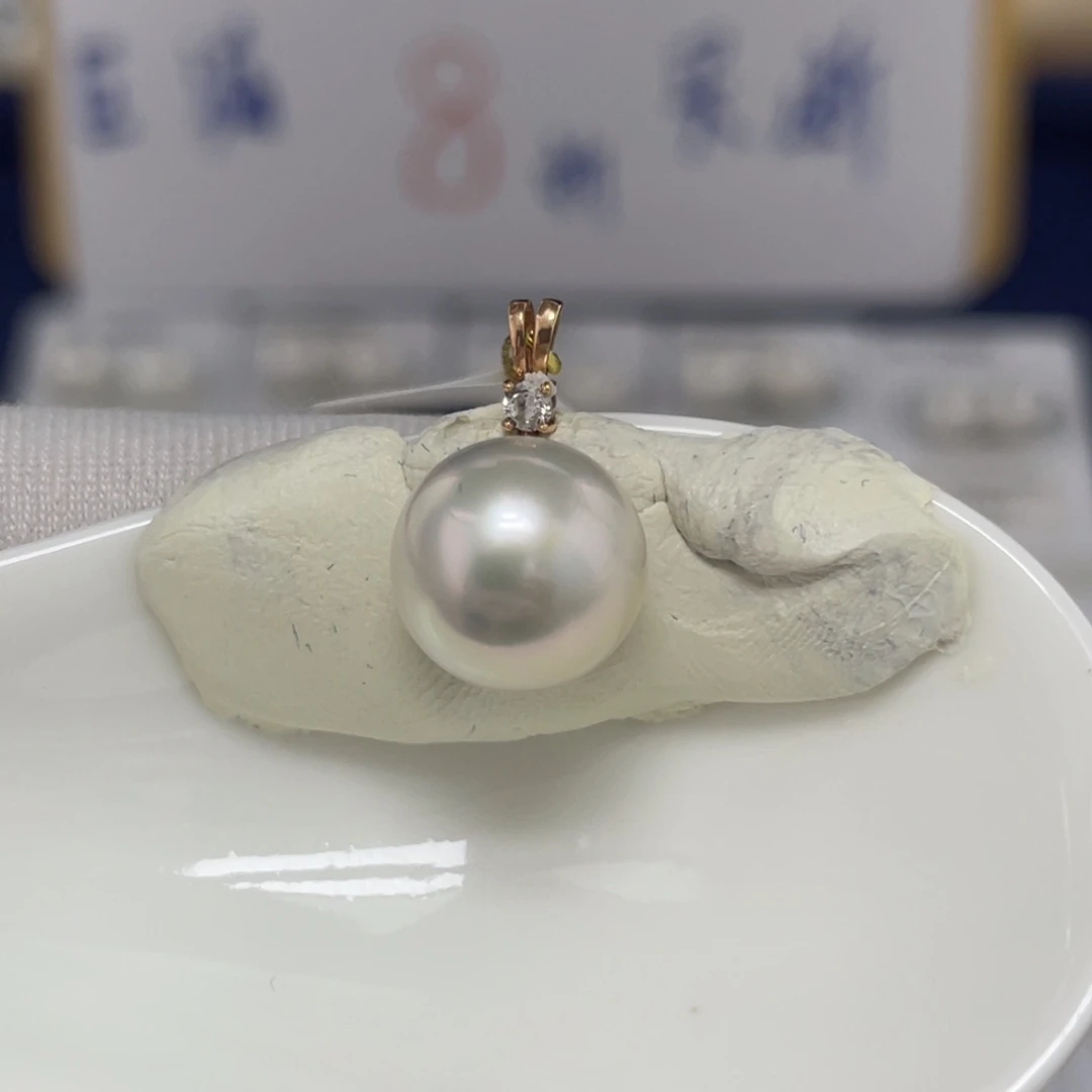 定制海水珍珠18K金镶嵌吊坠(不含链)