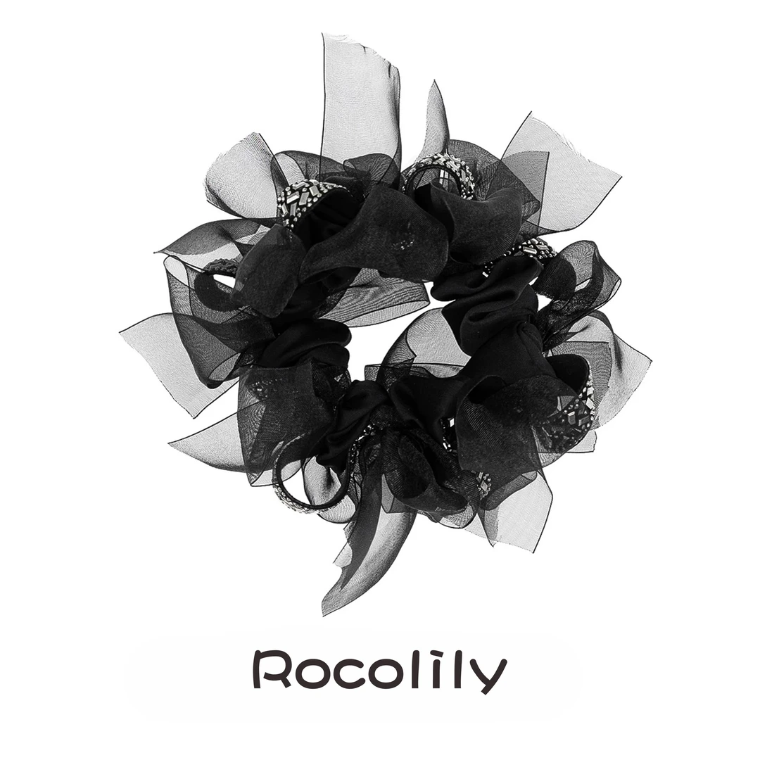 ROCOLILY黑色薄纱蓬松显发量大肠发圈星黛洛发圈丸子马尾发绳发饰